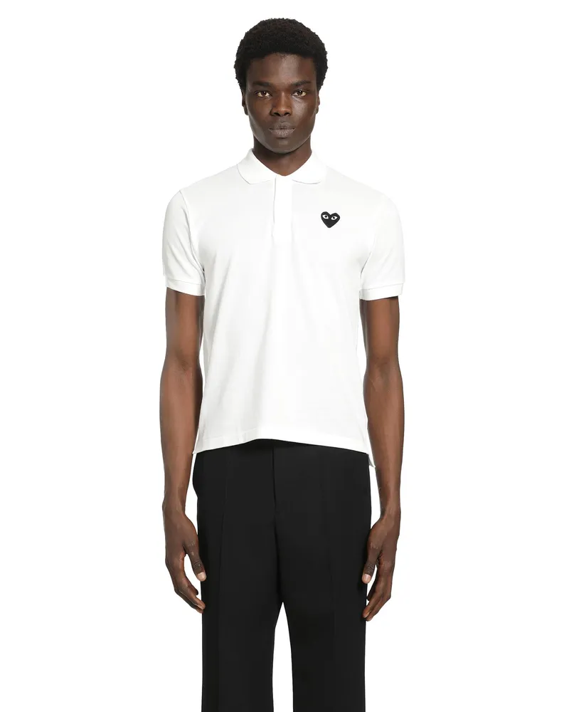 Comme des Garçons Heart Cotton Piqué Polo Shirt White
