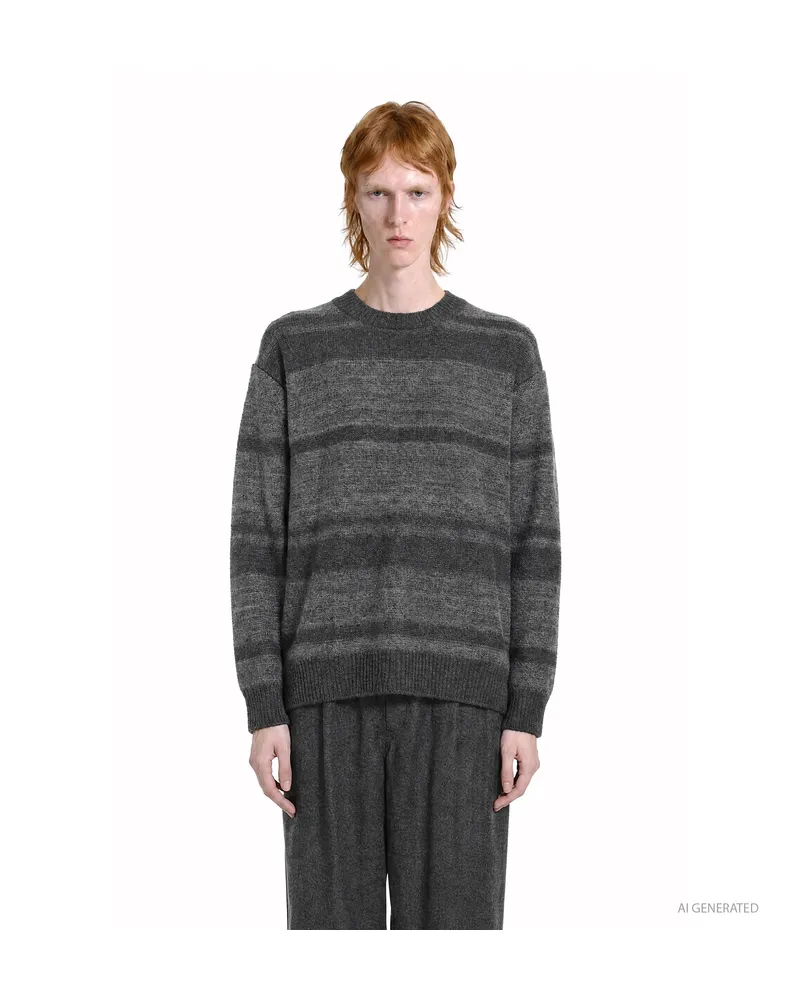 Comme des Garçons Striped Wool Mohair Sweater Grey
