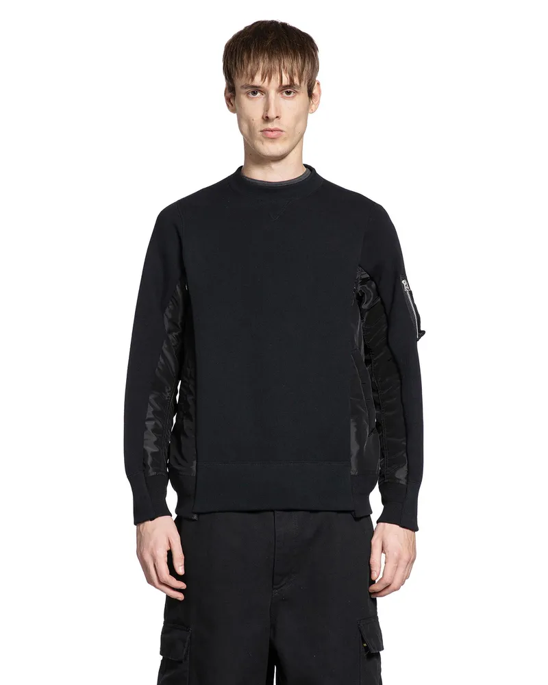 Sacai Sponge Sweat x Nylon Twill Sweatshirt Black