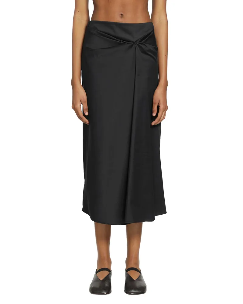 Max Mara Cotton Satin Midi Skirt Black