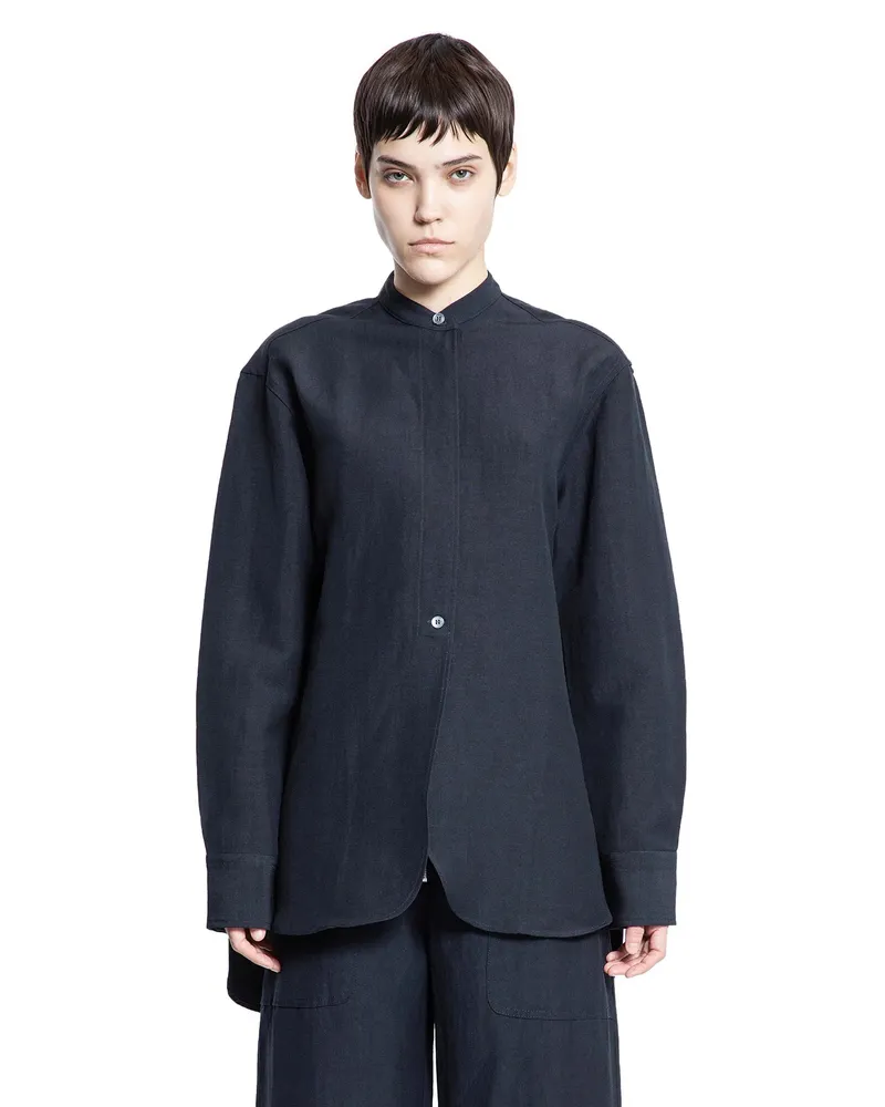 Studio Nicholson Curved Hem Shirt Blue