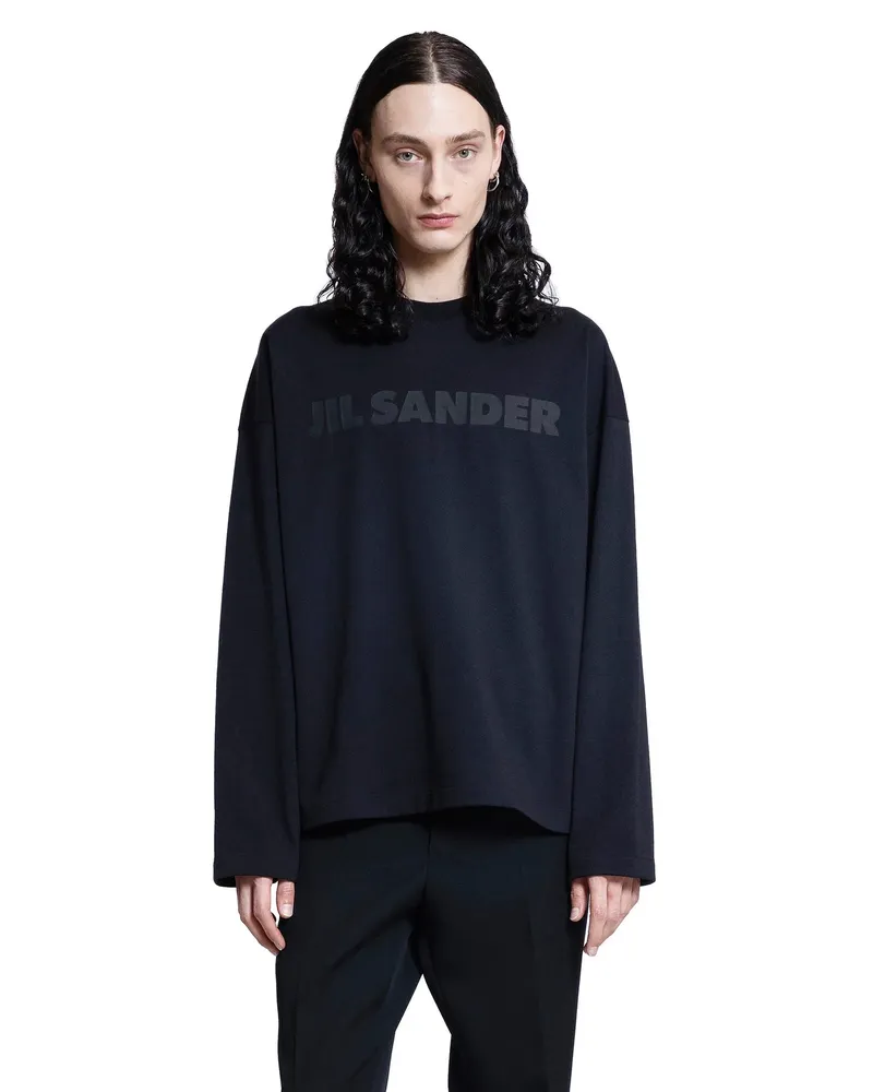 Jil Sander Long Sleeve Logo T-Shirt Black