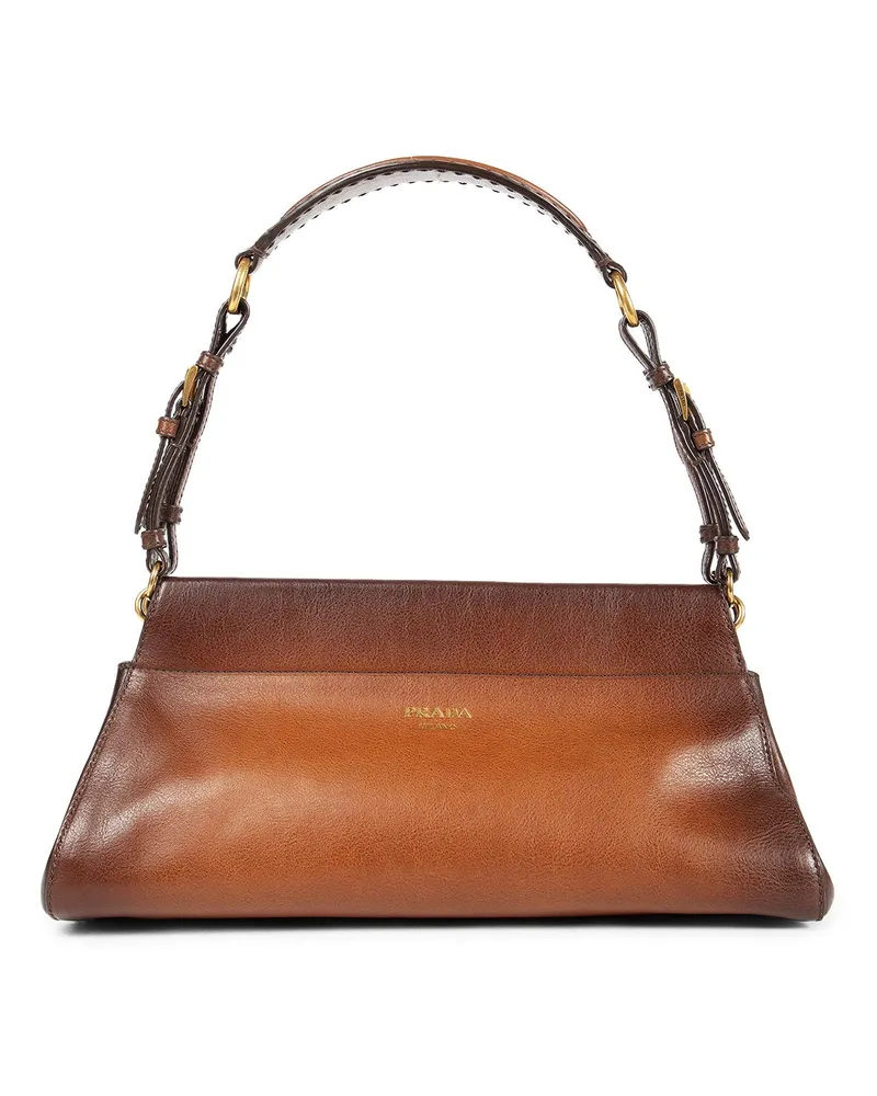 Prada Enchaîné medium leather bag Brown