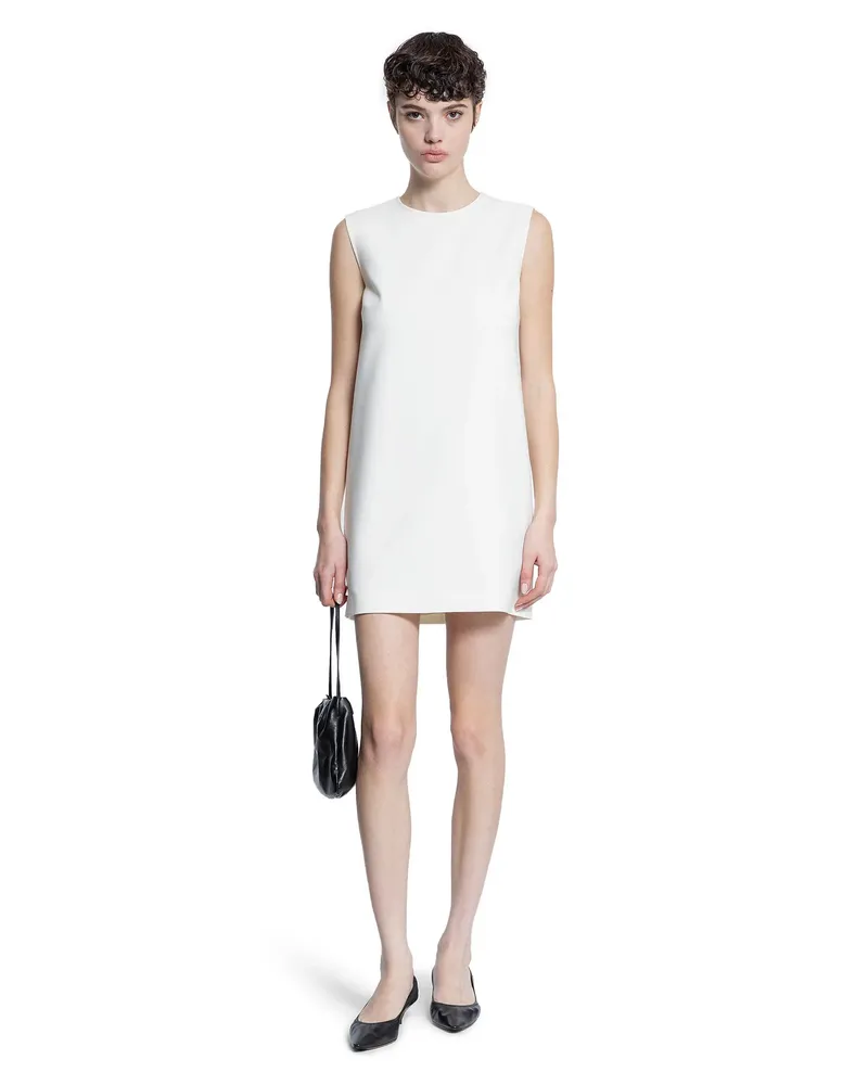 Max Mara Vestito Senza Maniche in Tela di Lana White