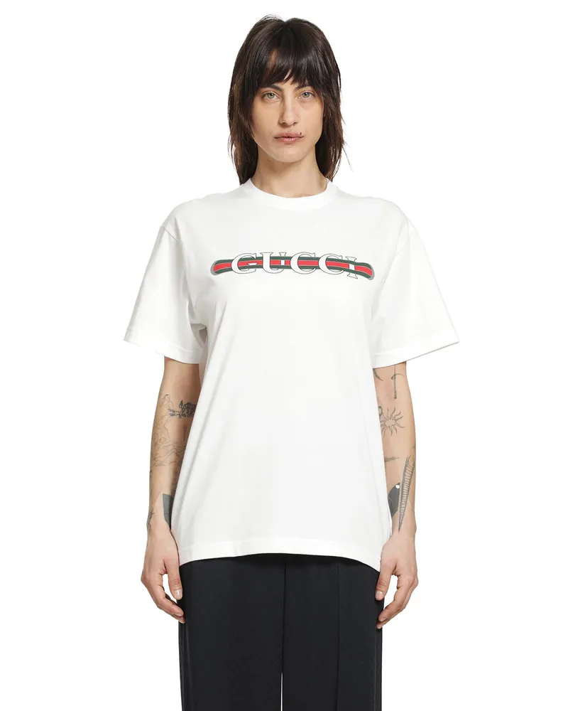 Gucci Printed Cotton Jersey T-shirt White