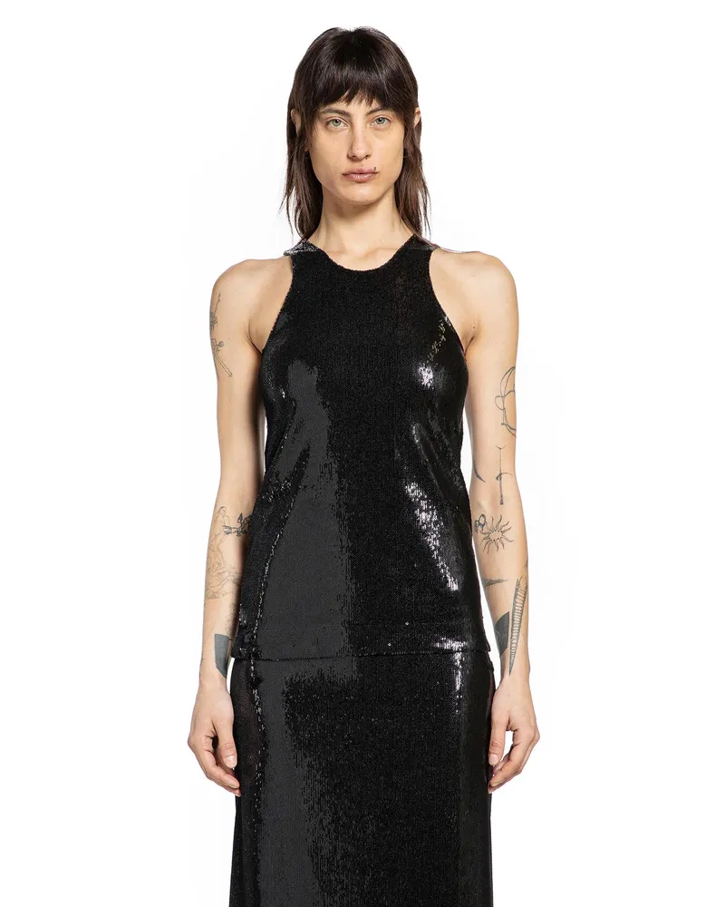 Totême Curved Sequin Tank Black