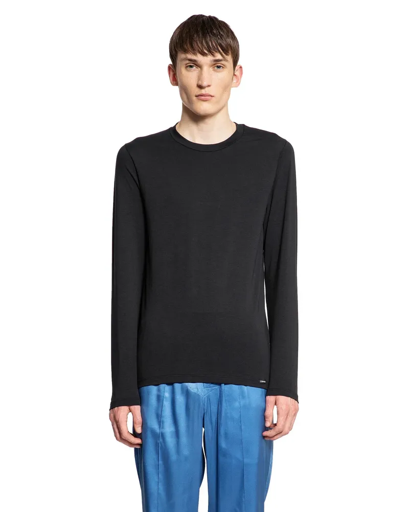 Tom Ford Cotton Modal Long Sleeve T-Shirt Black