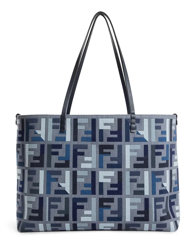 Fendi Roll Large FF Canvas Shopper Blue