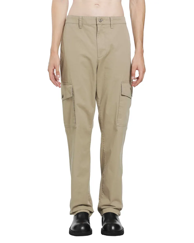 Burberry Cotton Twill Cargo Trousers Beige