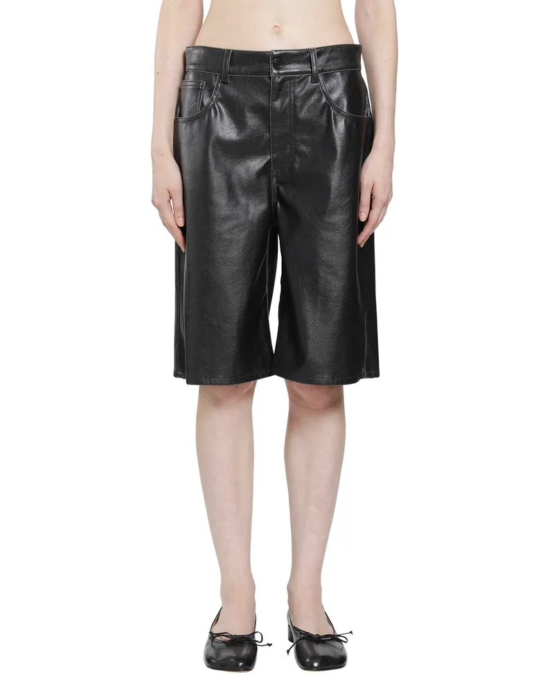 Maison Margiela Leather-effect Bermuda Shorts Black