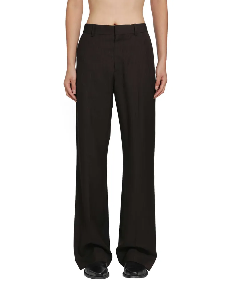 Acne Studios Tailored Herringbone Trousers Brown