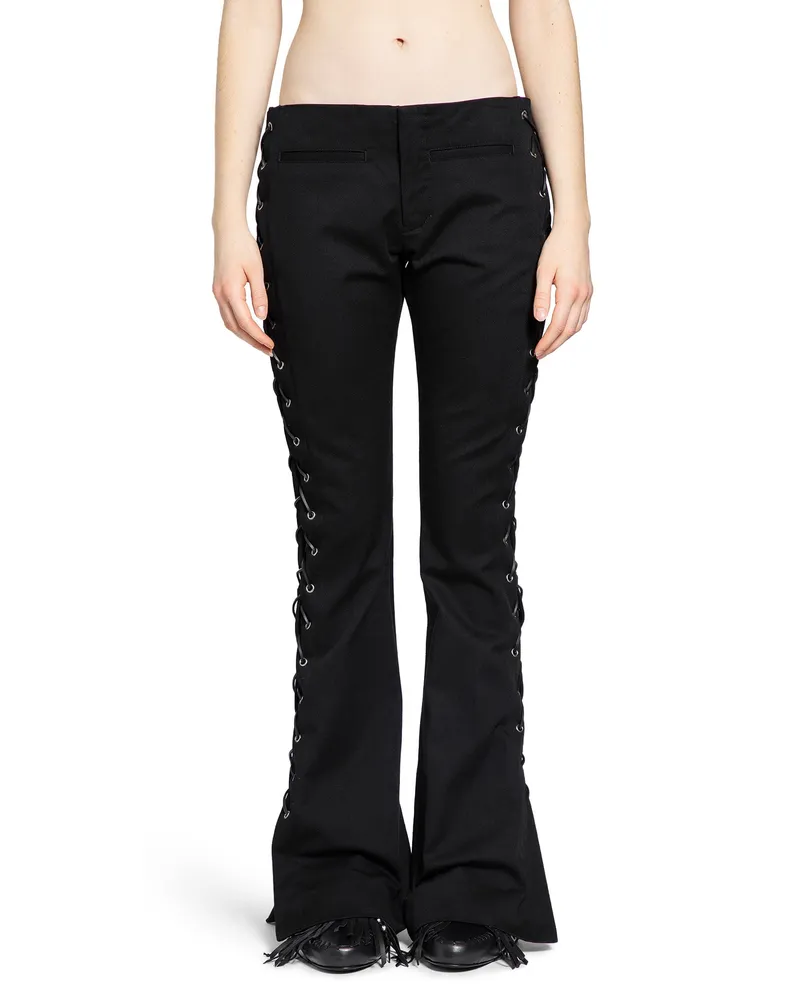 Ann Demeulemeester Kel Lace-Up Bootcut Trousers Black