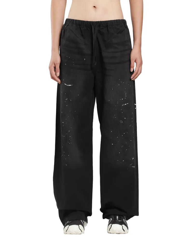 Acne Studios Washed Cotton Drawstring Trousers Black