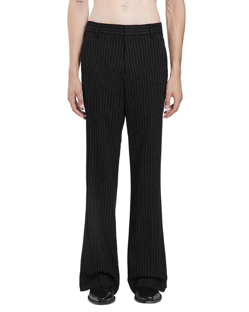 Ann Demeulemeester Stefan Chalk Stripe Flared Trousers Black&white