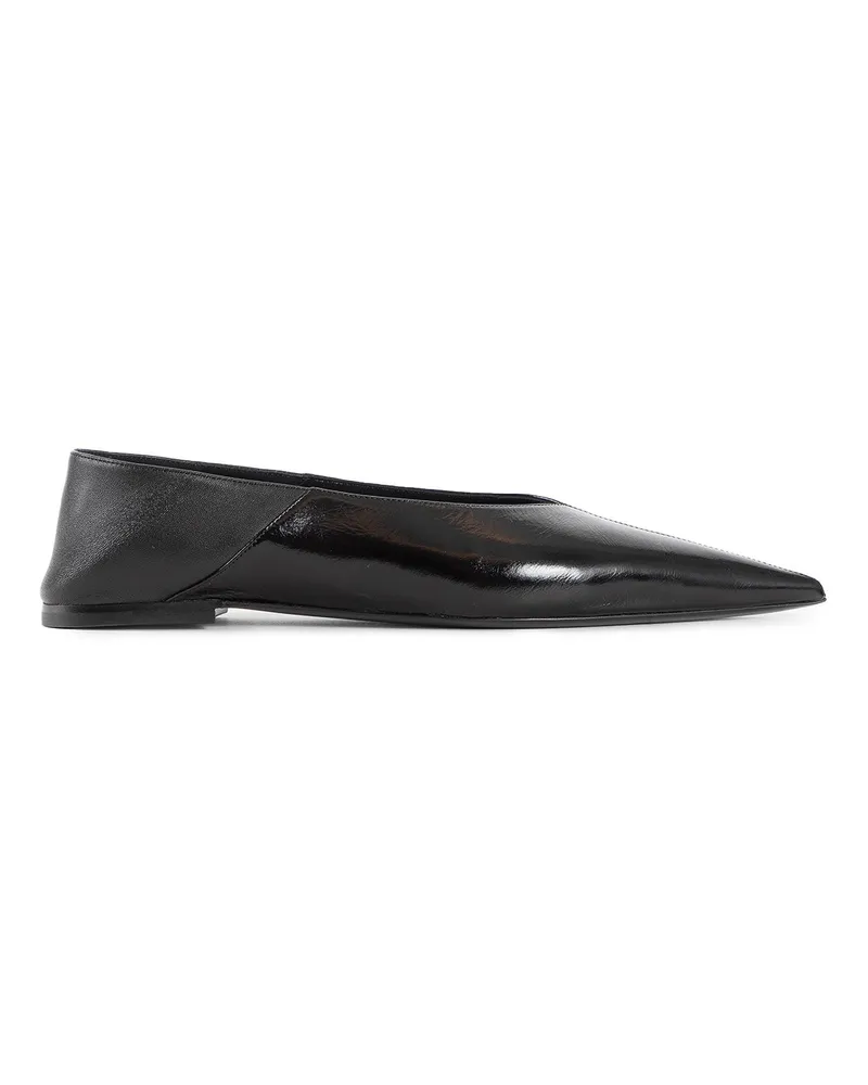 Saint Laurent Carolyn Leather Ballet Flats Black