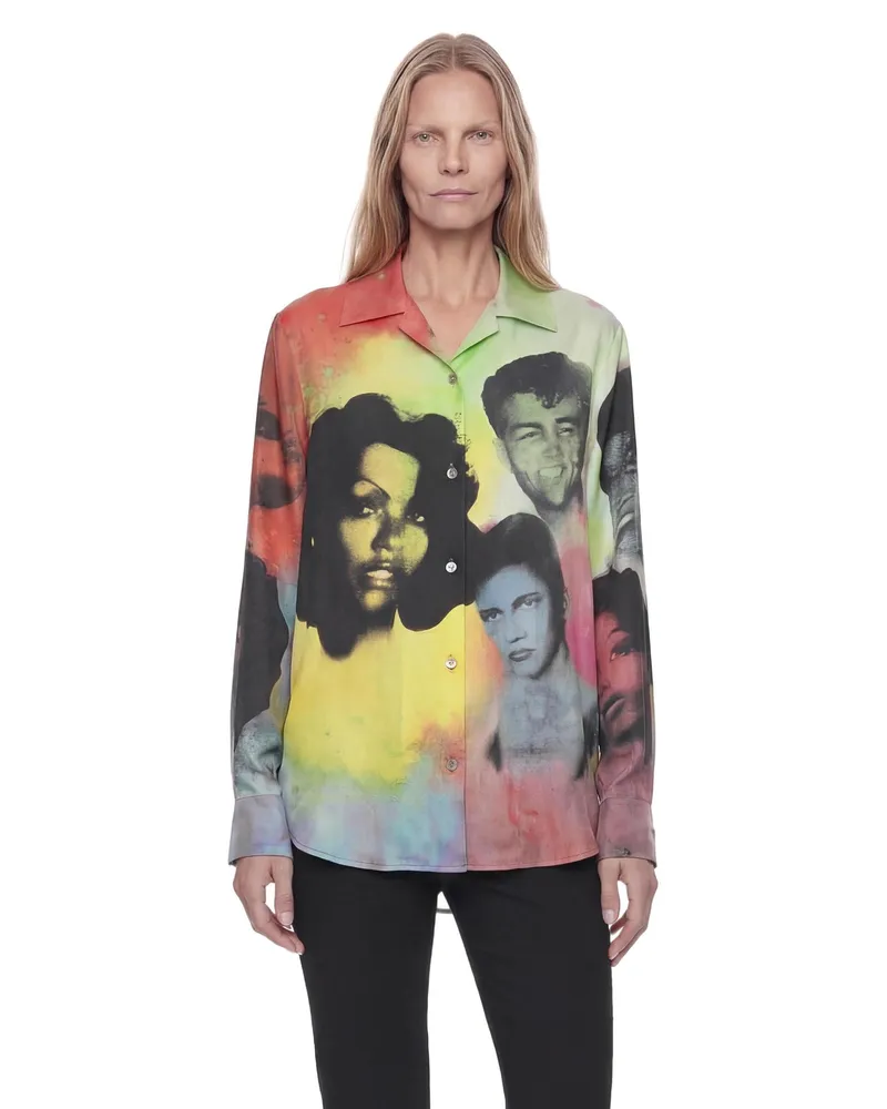 Versace Printed Silk Twill Slim Shirt Multicolor