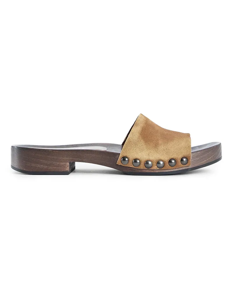 Miu Miu Faded suede clogs Brown