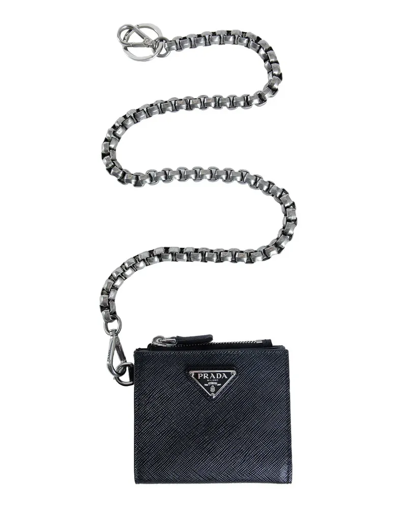 Prada Small Saffiano wallet with chain Black