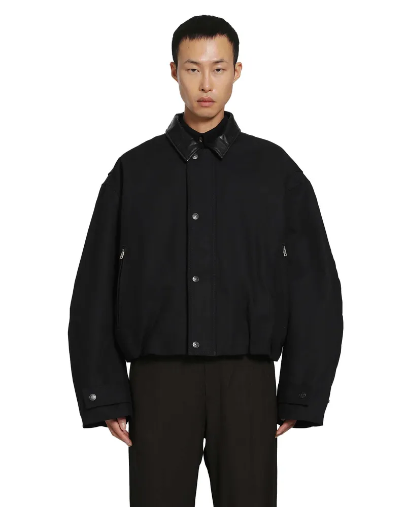 Acne Studios Cotton Satin Bomber Jacket Black