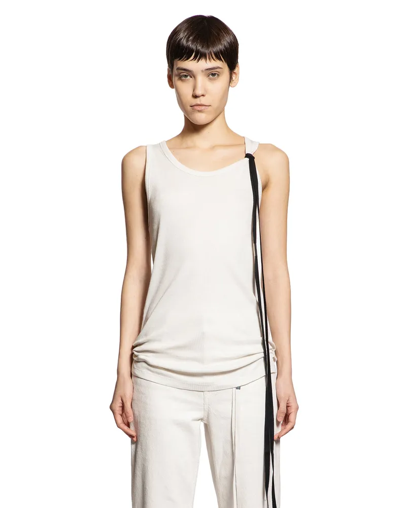 Ann Demeulemeester Seva Tank Top in Cotton Rib Jersey White