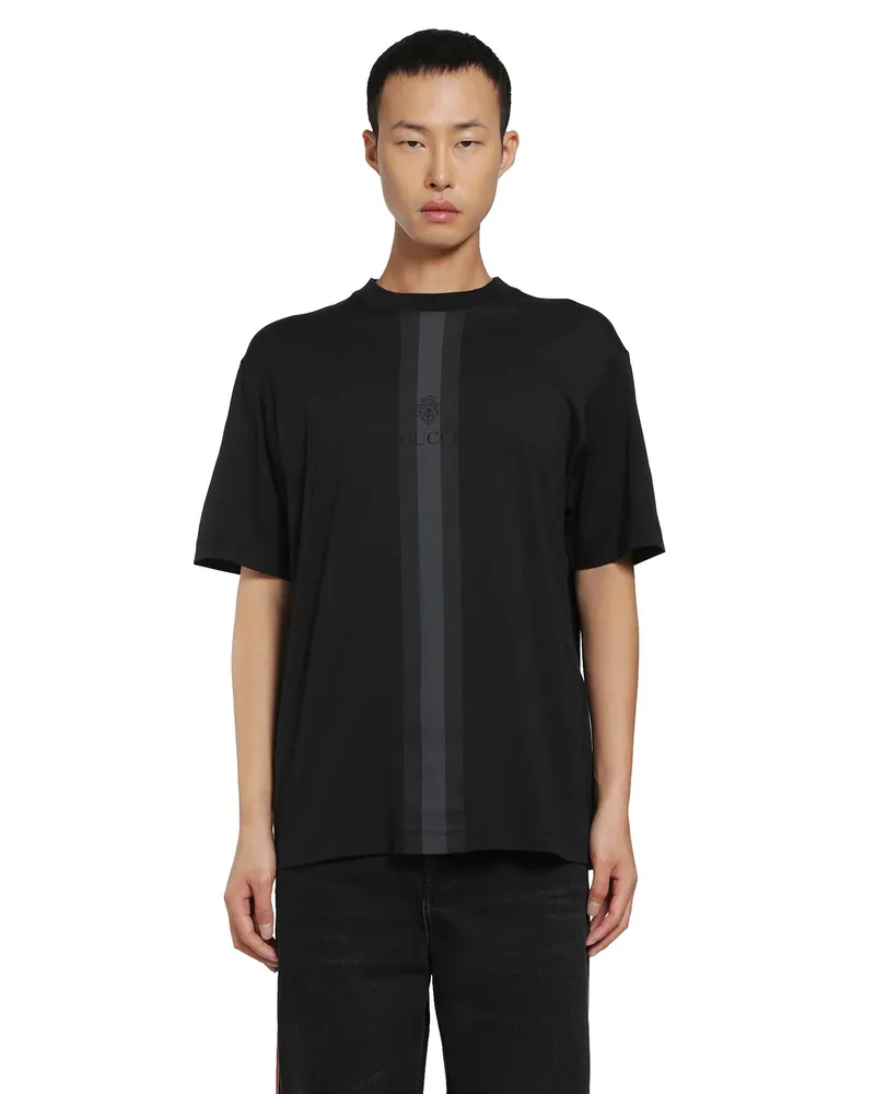Gucci Cotton T-Shirt with Muted Web Black