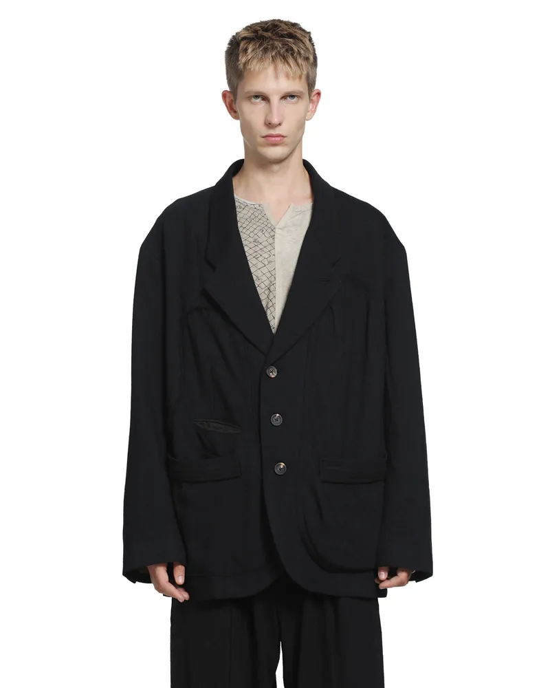 Ziggy Chen Bulge Placket 3 Button Blazer Black