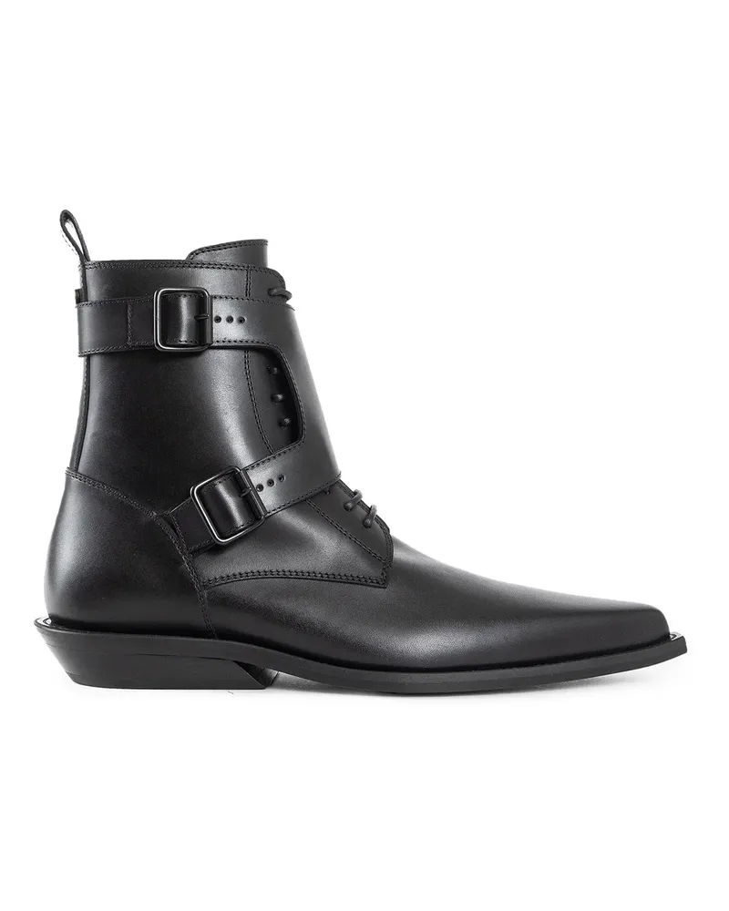 Ann Demeulemeester Efro Pointy Monkstrap Ankle Boots Black