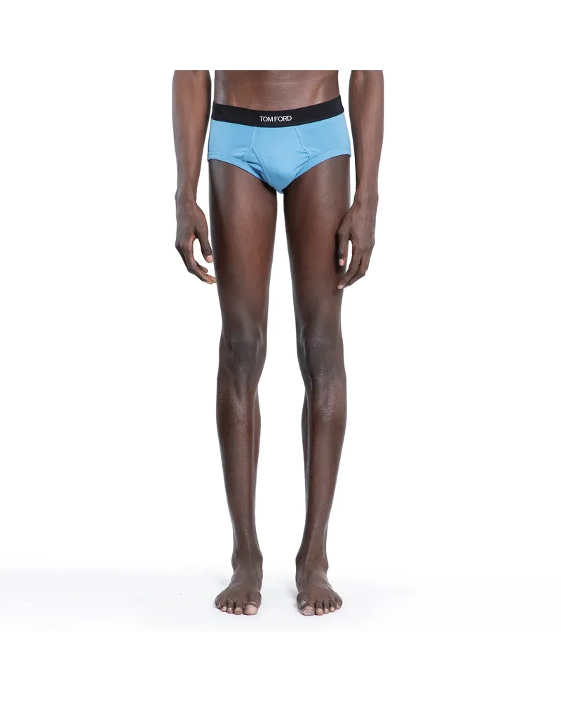 Tom Ford Slip in Jersey di Cotone Elasticizzato Blue