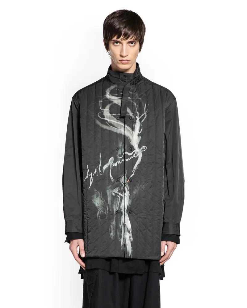 Yohji Yamamoto Tobacco Printed Padded Jacket Black