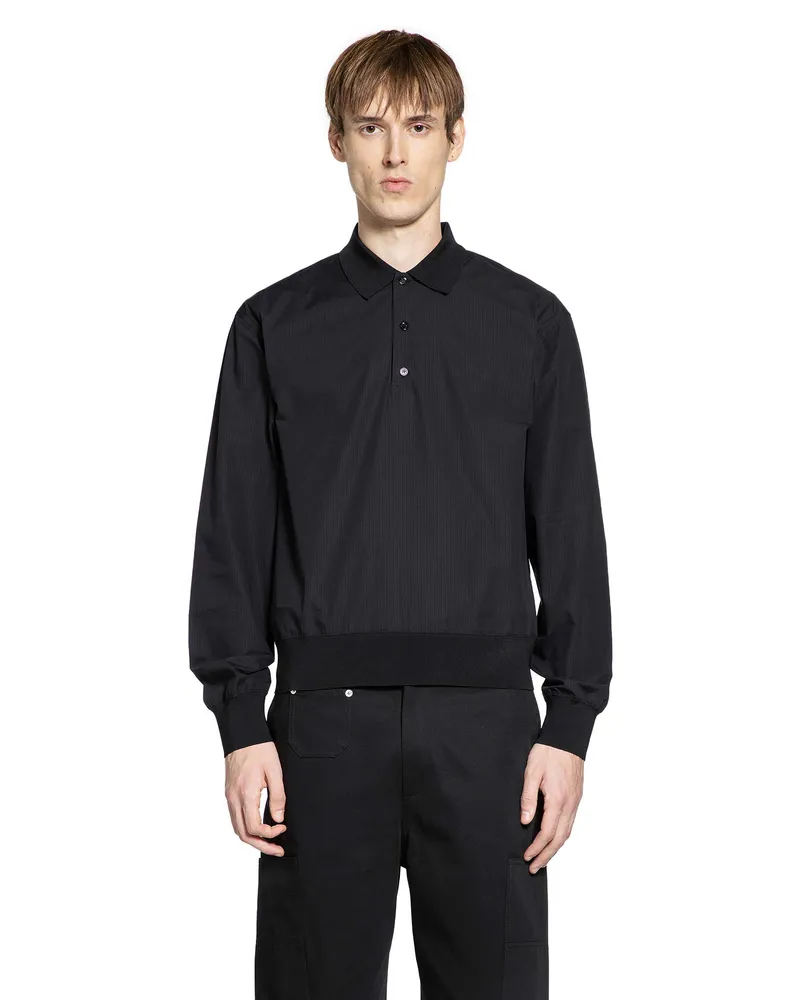 Givenchy Striped Cotton Poplin Polo Shirt Black