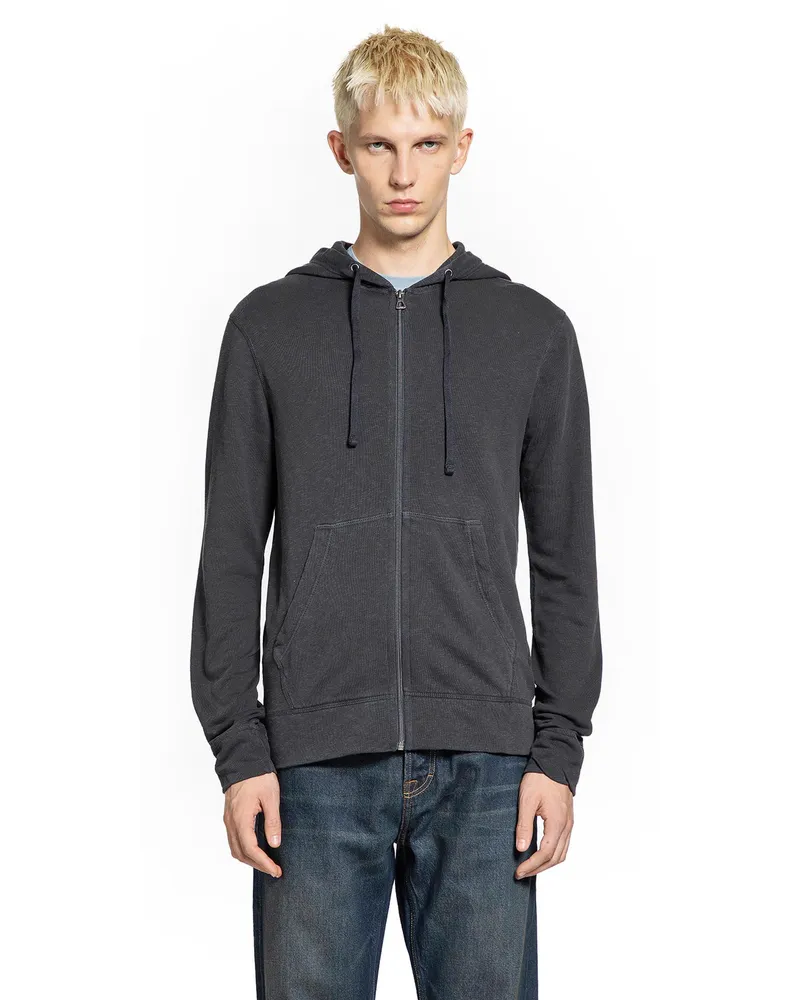 James Perse Vintage French Terry Zip Up Hoodie Black