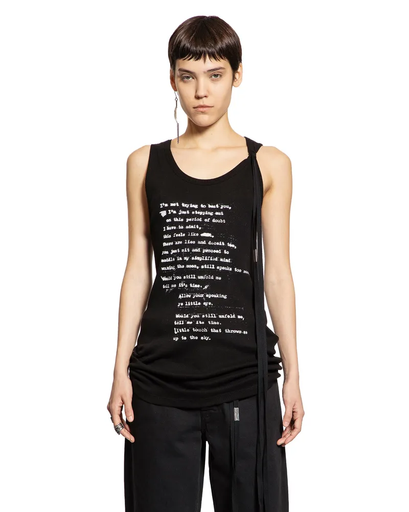 Ann Demeulemeester Seva Script Tank Top Black