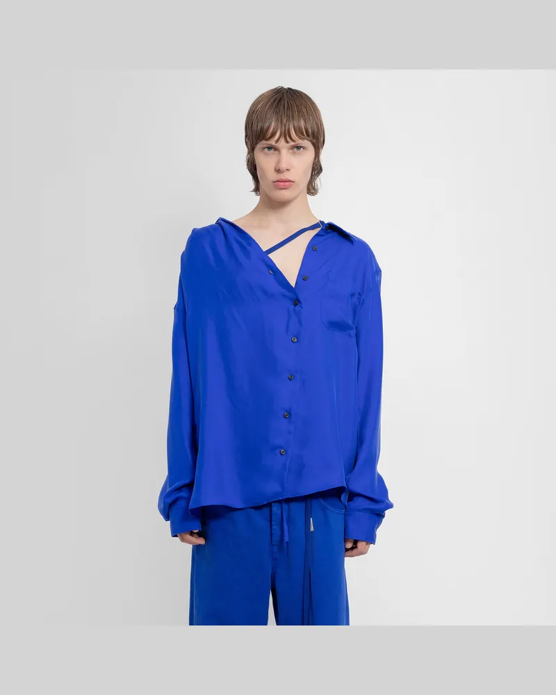 Ann Demeulemeester Amatus Dropped Shoulder Shirt Blue