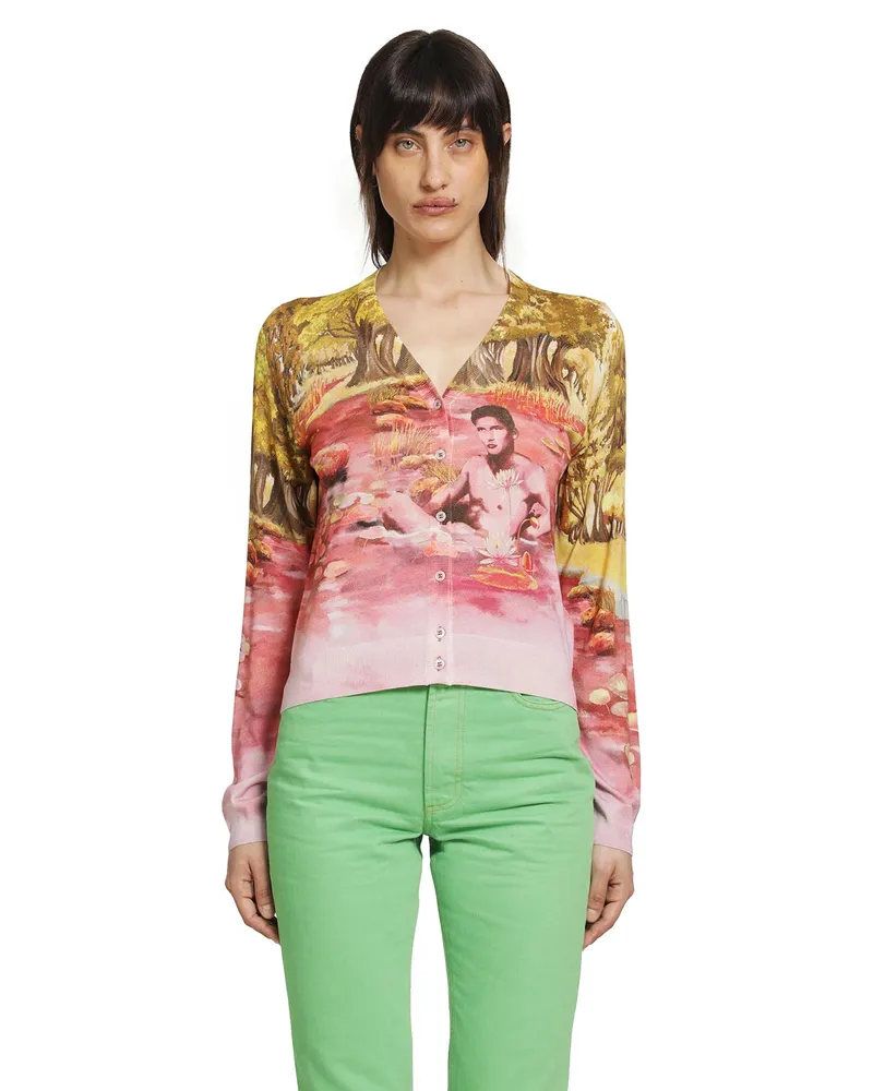 Versace Printed Silk Knit cardigan Pink