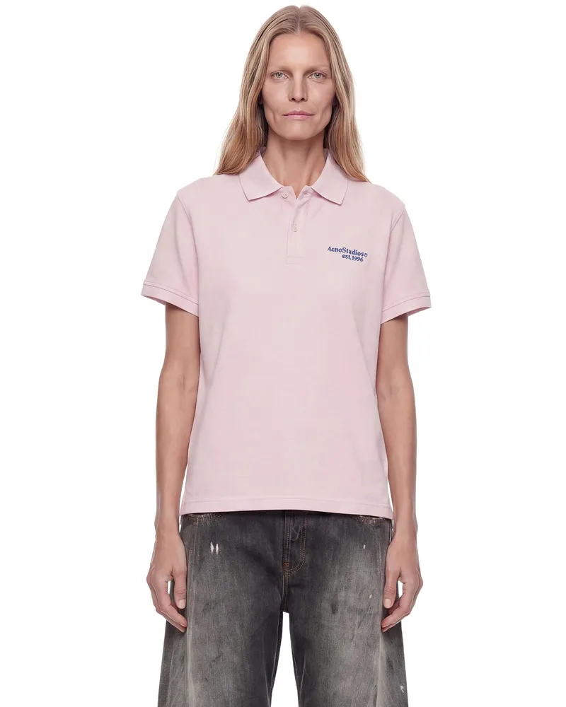 Acne Studios Logo Polo T-Shirt Pink