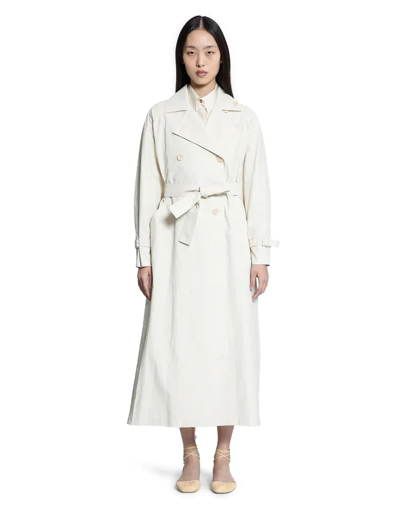Max Mara Trench coat lungo in lino Ronco Beige