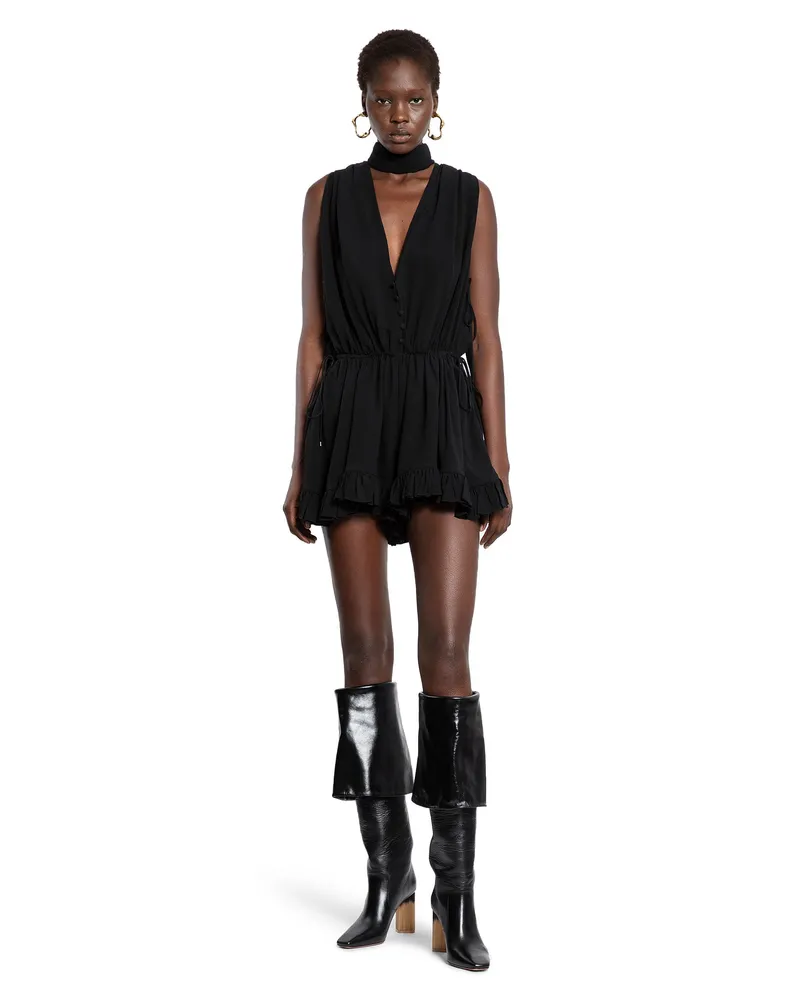 Chloé V-Neck Jumpsuit in Silk Georgette Black