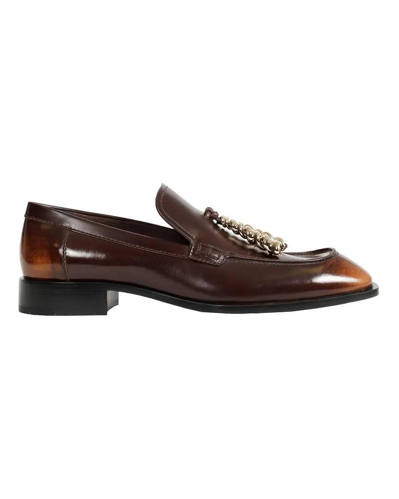 Loewe Edge Hand-brushed Leather Loafers Brown