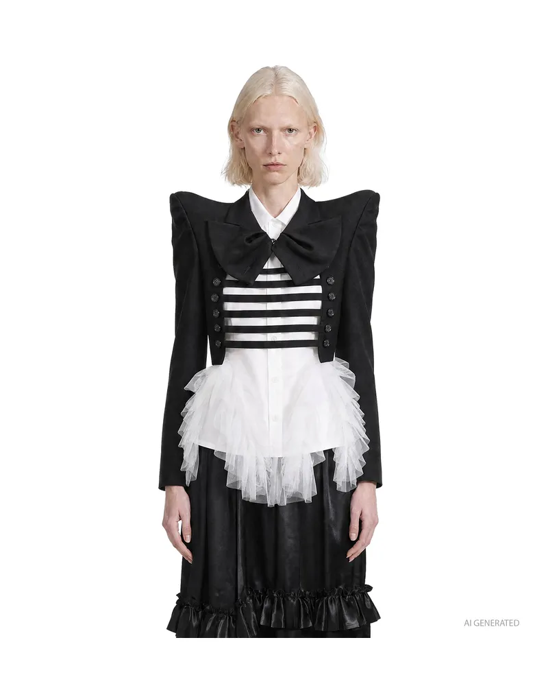 Noir Kei Ninomiya Lace Open Blazer Black