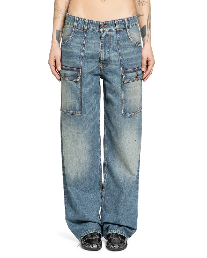 Miu Miu Cargo Denim Trousers Blue