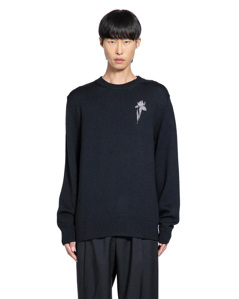 Givenchy Crystal Flower Wool Sweater Black