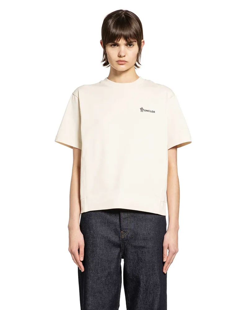 Moncler Embossed Logo Cotton T-Shirt Off-white