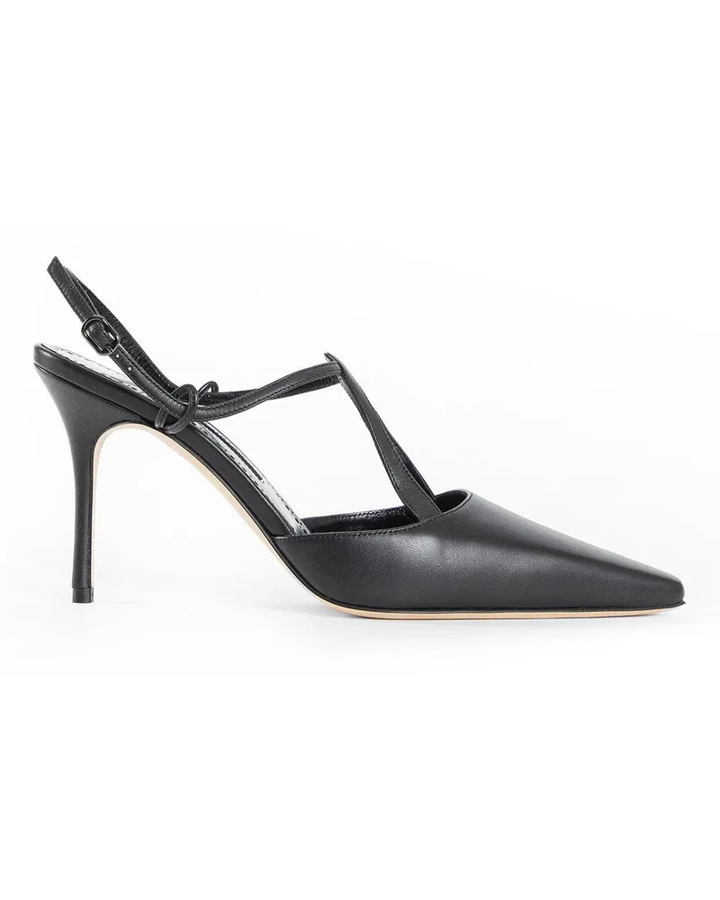 Manolo Blahnik Nappa Leather T-Bar Pumps Black