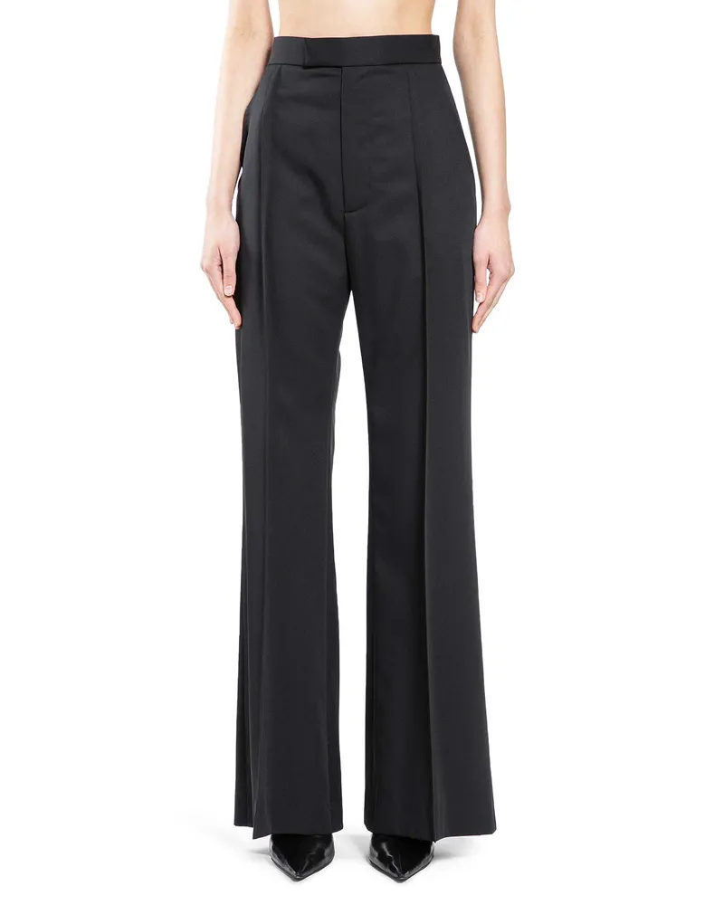 Vivienne Westwood Pleated Wool Twill Wide Leg Trousers Black