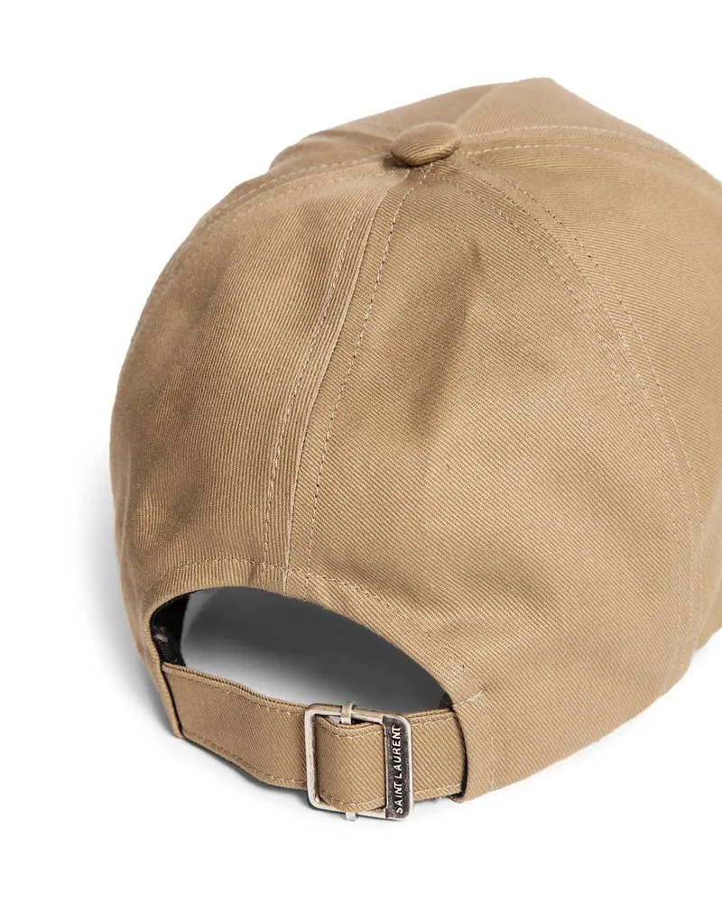 Saint Laurent Embroidered Logo Cap Beige