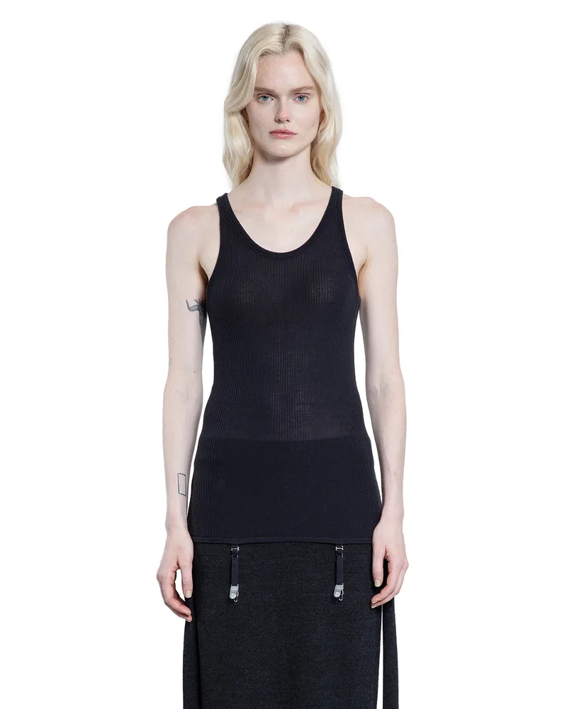 Christophe Lemaire Sleeveless Tank Top with Suspenders Black