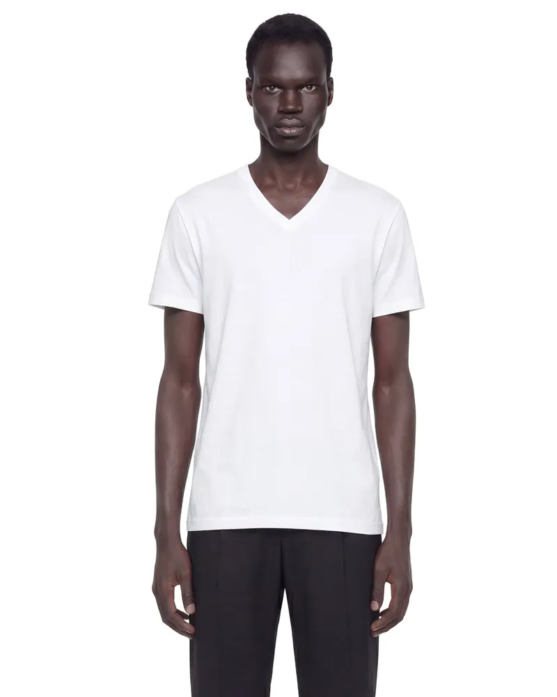 Gucci Modal Jersey V-Neck T-Shirt White