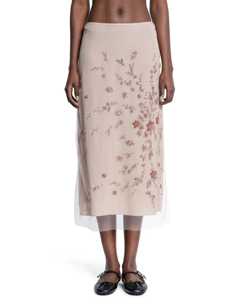 Fendi Embroidered Tulle Skirt Pink