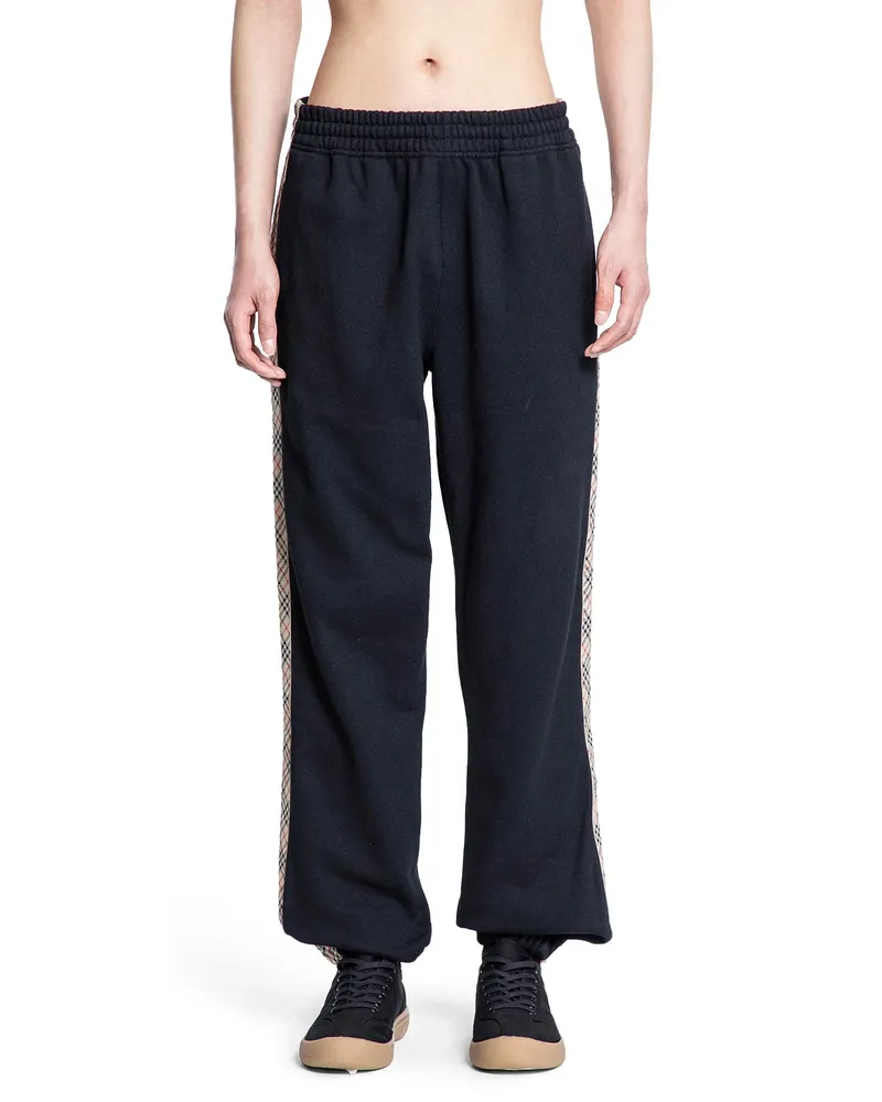 Burberry Check Trim Cotton Jogging Pants Black