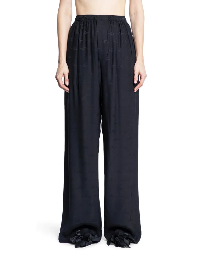 Balenciaga All Over Logo Pijama Pants Black